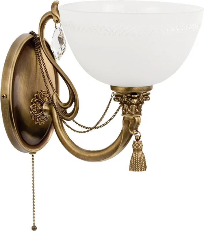 Top-Seller Casa Padrino lámpara de pared de cristal barroco de lujo latón con pátina / blanco A. 25 cm