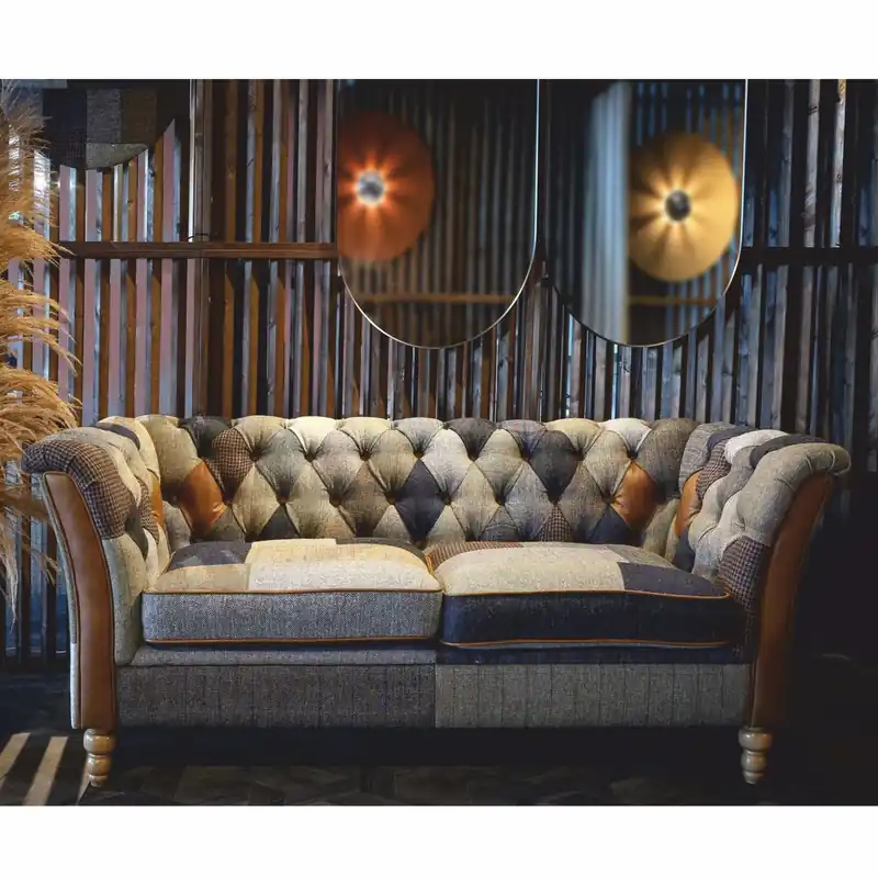 Casa Padrino sofá Chesterfield de lujo de 2 plazas colorido / marrón 186 cm Schneller Versand