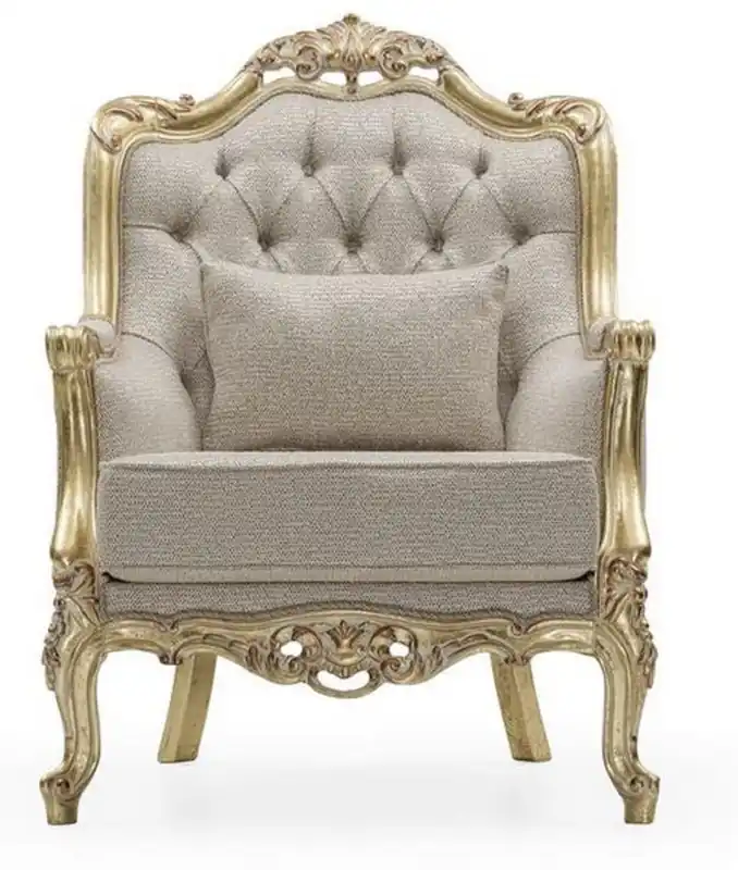 Casa Padrino sillón barroco de lujo gris / oro A. 105 cm - Muebles Barrocos Nur Für Kurze Zeit