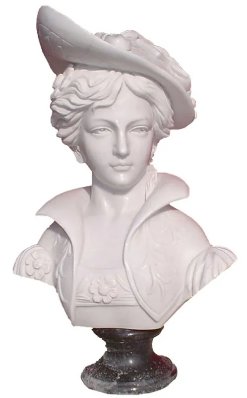 Casa Padrino busto decorativo de mármol Art Nouveau de lujo dama blanco A. 60 cm Highlight