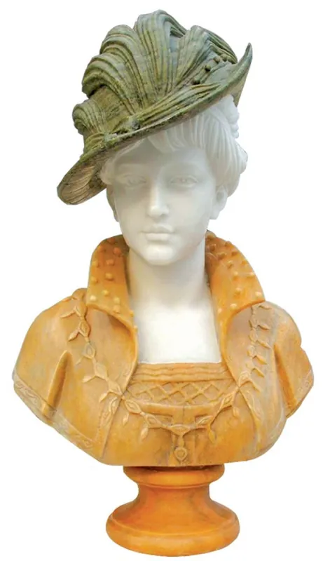 Casa Padrino busto de mármol Art Nouveau de lujo dama beige / blanco / verde A. 60 cm Direkt Vom Hersteller