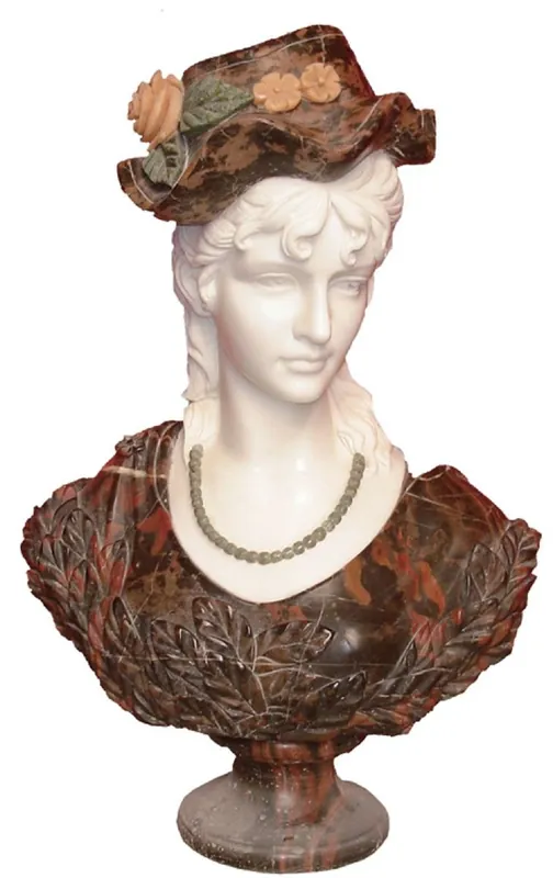 Casa Padrino busto decorativo de mármol Art Nouveau de lujo dama blanco / marrón A. 60 cm Ausverkauf