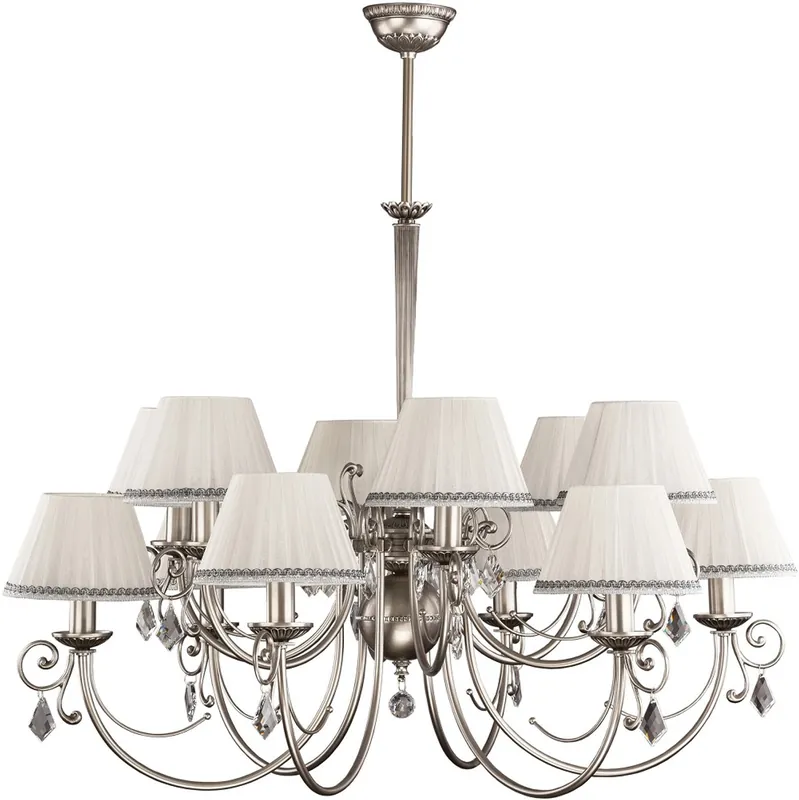 Casa Padrino araña de luces de cristal barroco de lujo plata / blanco Ø 90 cm Neue Ware