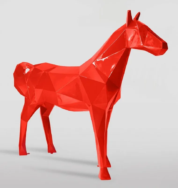 Direkt Vom Hersteller Casa Padrino escultura decorativa XXL caballo rojo 220 x A. 190 cm