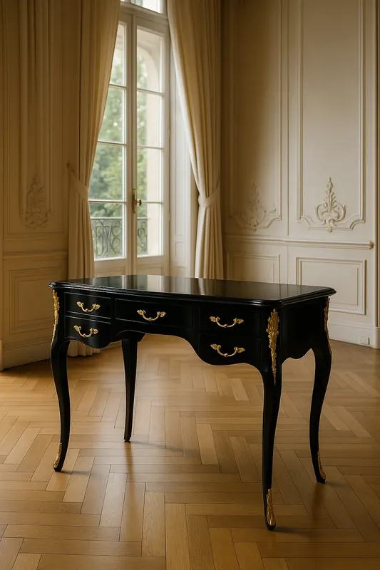 Saisonangebot Casa Padrino secretario barroco con 5 cajones negro / oro - Muebles de oficina barrocos