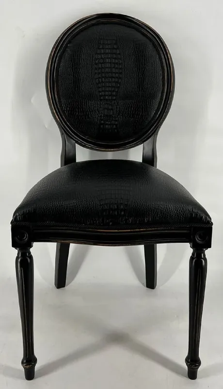 Casa Padrino silla de comedor barroco de cuero artificial negro - Muebles Barrocos Direkt Vom Hersteller