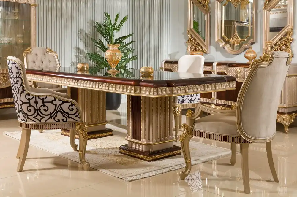 Casa Padrino conjunto de muebles de comedor barroco de lujo marrón oscuro / gris / oro Neu Im Sortiment