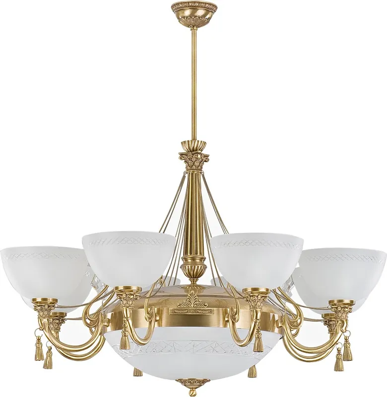 Casa Padrino araña de luces de cristal barroco de lujo oro / blanco Ø 95 cm Markenprodukt