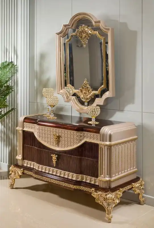 Casa Padrino cómoda barroco de lujo con espejo marrón oscuro / gris / oro - Muebles barrocos Billig