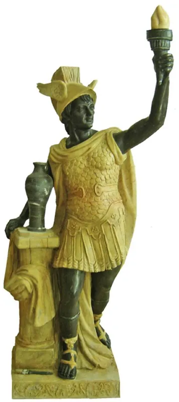 Casa Padrino escultura de mármol estilo antiguo romano con antorcha izquierda amarillo / gris A. 150 cm Billig