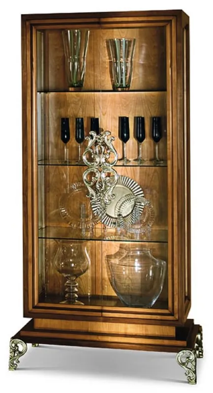 Begrenztes Angebot Casa Padrino vitrina barroco de lujo con 2 puertas de vidrio marrón / plata A. 201 cm - Muebles barrocos - Hecho en Italia