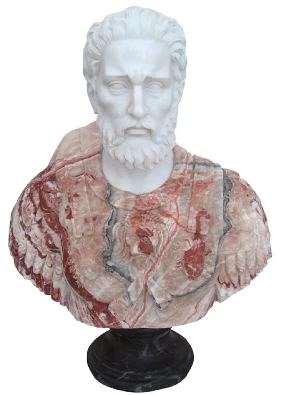 Sofort Bestellen Casa Padrino busto de mármol de estilo antiguo de lujo romano blanco / rojo / negro A. 80 cm