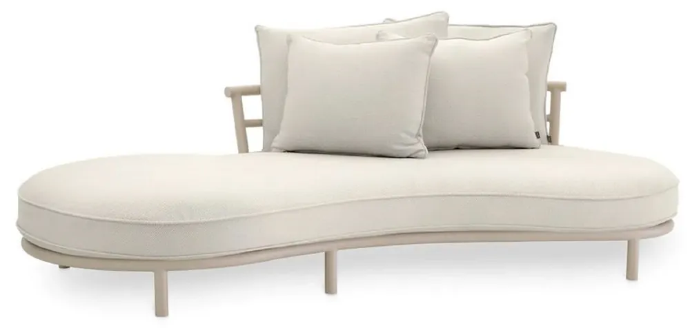 Mega-Angebot Casa Padrino sofá de exterior de jardín de lujo lado derecho blanco gris / arena 220 cm - Muebles de jardín de lujo