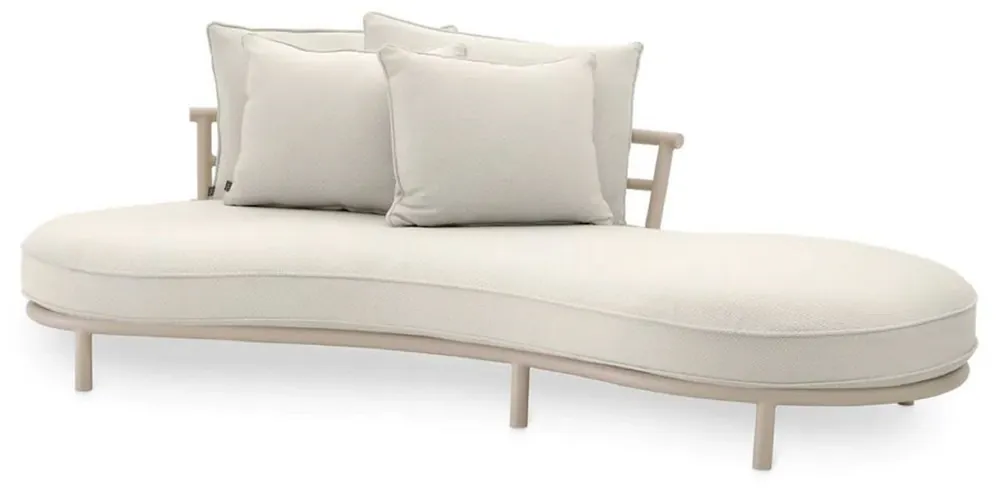 Casa Padrino sofá de exterior de jardín de lujo lado izquierdo blanco gris / arena 220 cm - Muebles de jardín de lujo Top-Seller