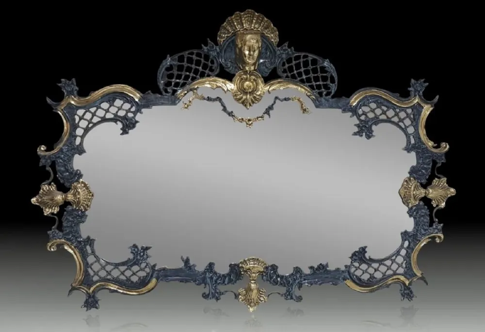 Casa Padrino espejo barroco de lujo de bronce azul / oro 110 cm - Muebles barrocos Top-Angebot