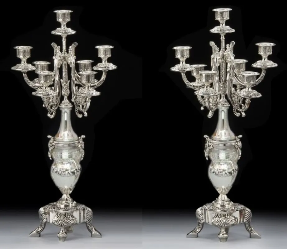 Direktkauf Casa Padrino conjunto de portavelas barroco de lujo plata A. 55 cm