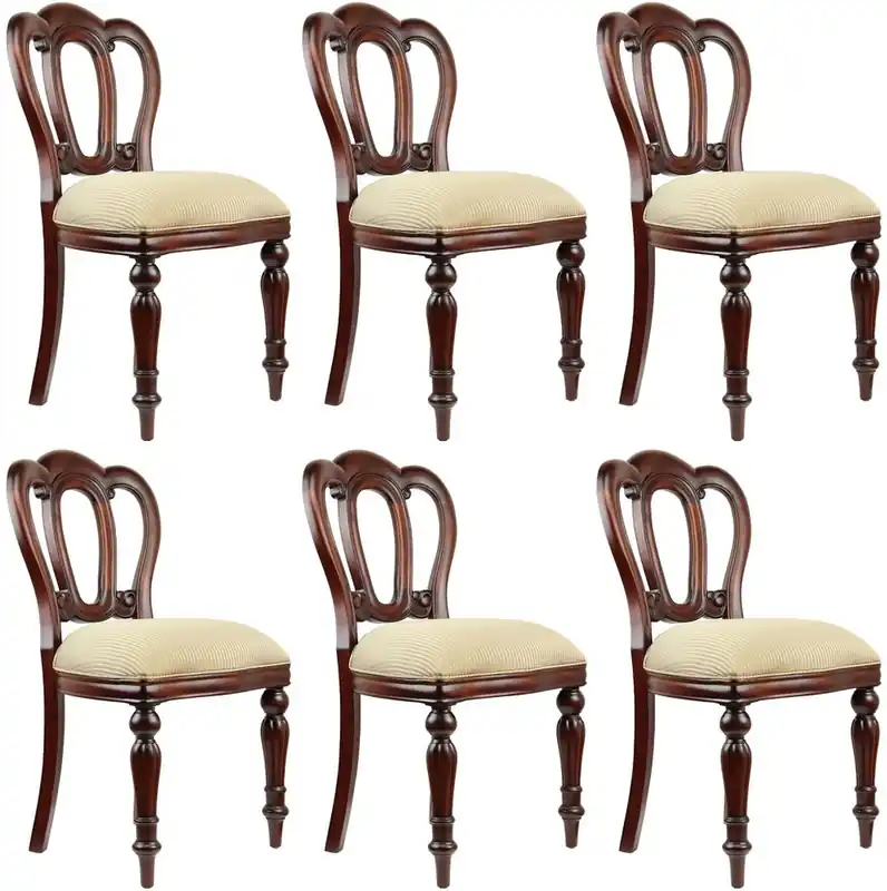 Schneller Versand Casa Padrino conjunto de 6 sillas de comedor barrocos de lujo de caoba oro / marrón oscuro - Muebles Barrocos