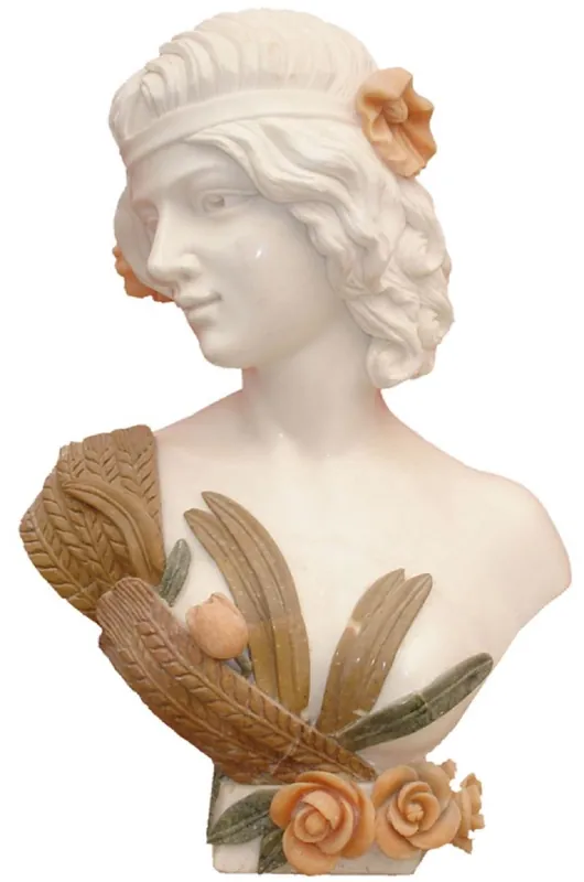 Geprüft Casa Padrino busto decorativo de mármol Art Nouveau de lujo mujer blanco / marrón / beige / verde A. 60 cm