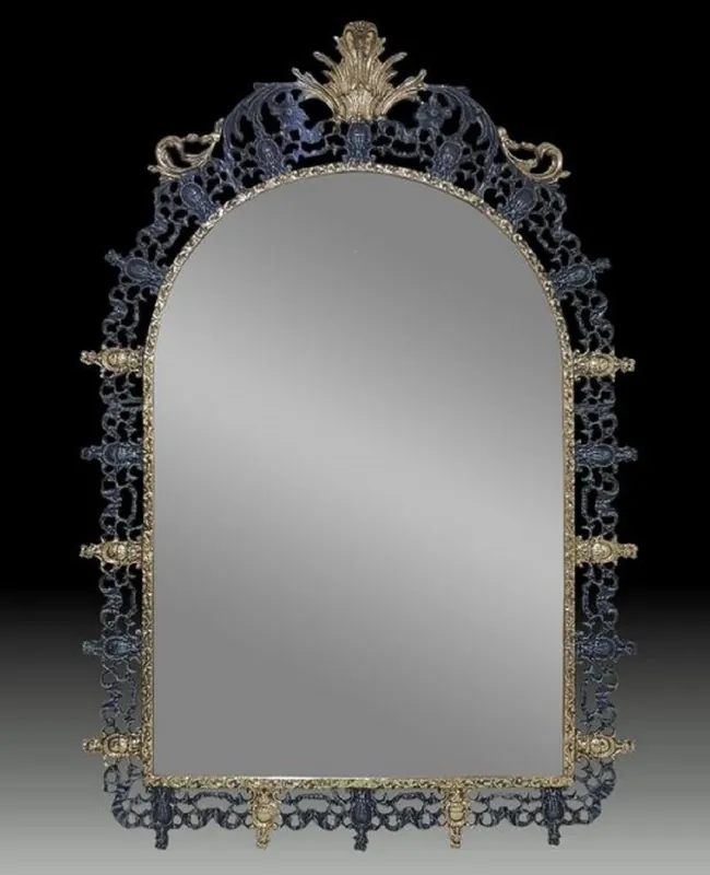Casa Padrino espejo barroco de lujo de bronce azul / oro A. 123 cm - Muebles barrocos Top-Angebot