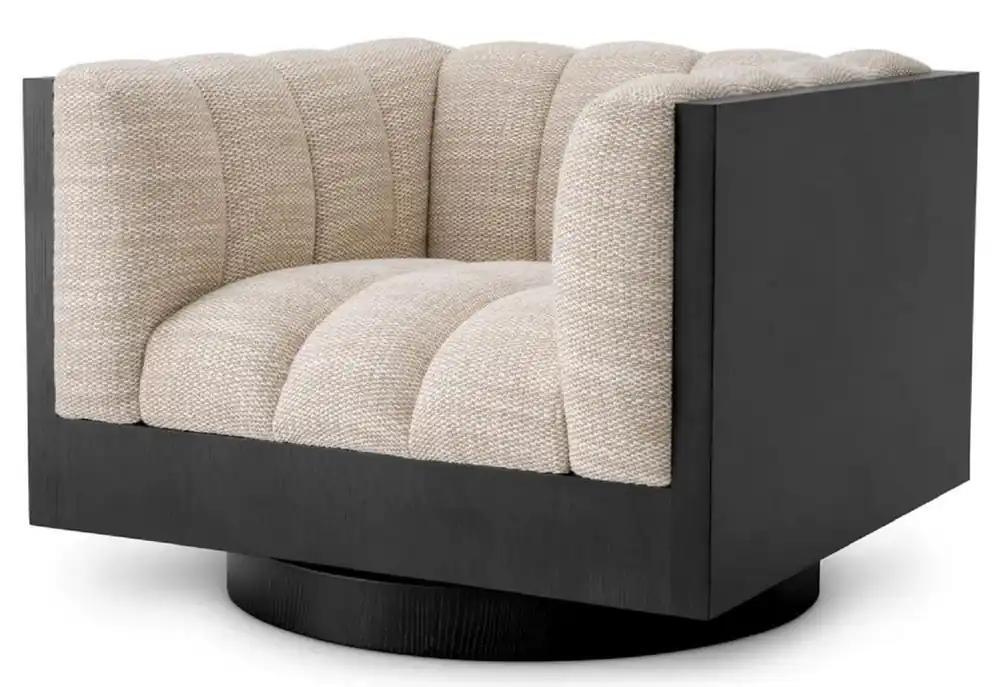 Super-Preis Casa Padrino sillón giratorio de lujo arena / negro 99 x 88 x A. 69 cm - Muebles de lujo