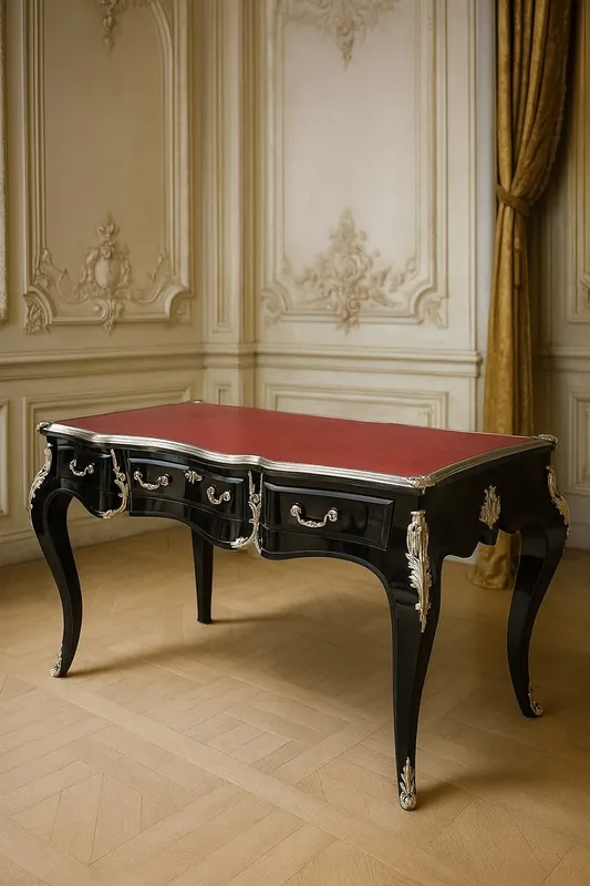 Casa Padrino escritorio barroco con 3 cajones negro / rojo / plata 141 cm - Muebles de oficina barrocos Online Kaufen