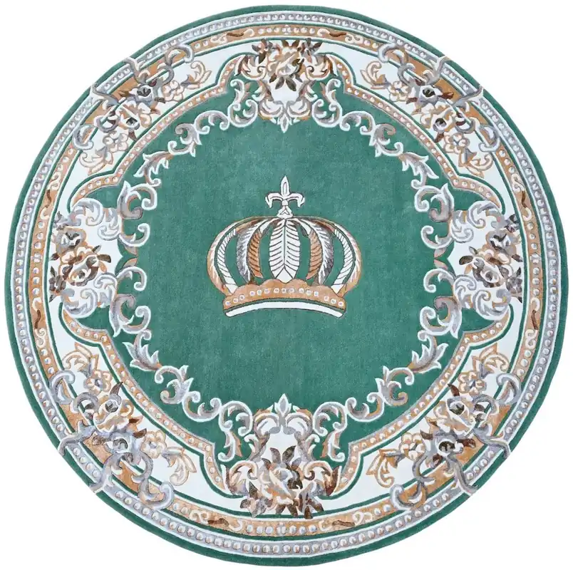 Jetzt Bestellen Casa Padrino Alfombra Redonda Barroco de Lujo Verde / Blanco / Marrón - Varios Tamaños