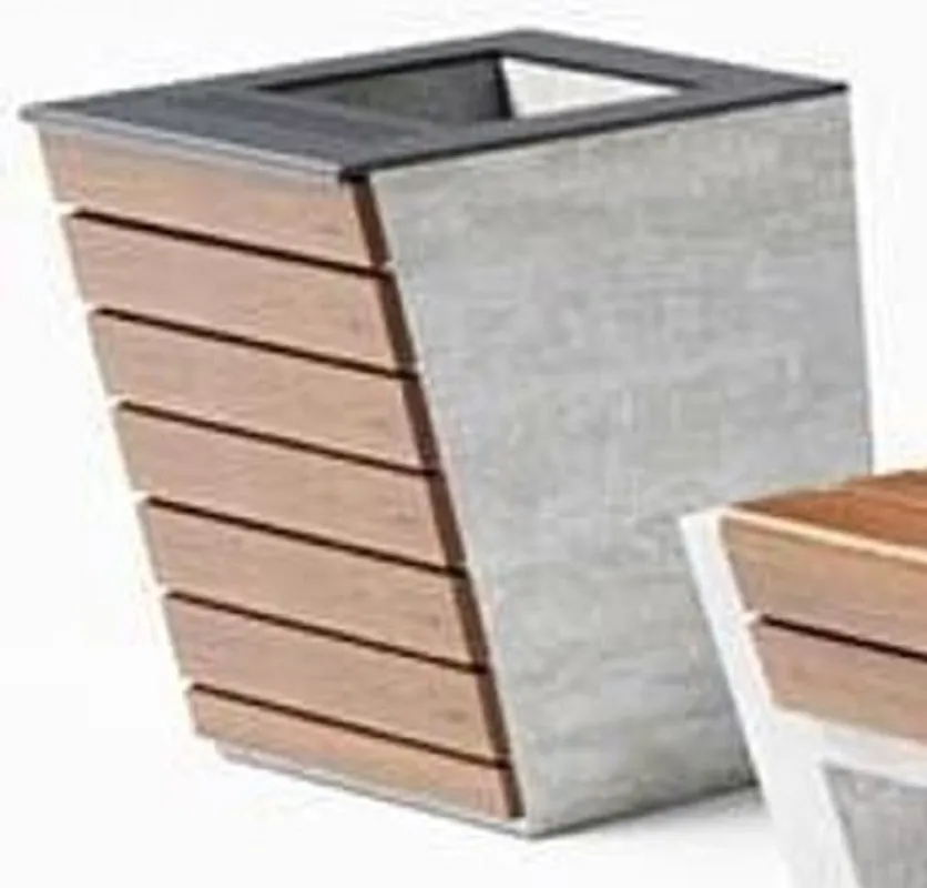 Casa Padrino papelera de parque marrón / gris / plata A. 60 cm - Papelera urbana - Papelera de hormigón Highlight