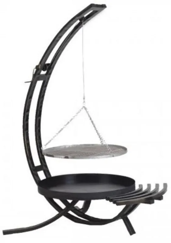 Top-Preis Casa Padrino parrilla giratoria de metal de lujo negro / plata 80 x 70 x A. 190 cm