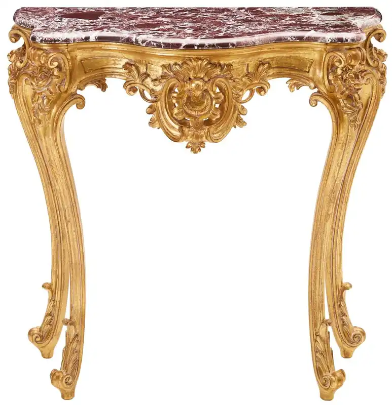 Preisknaller Casa Padrino consola barroco de lujo con tapa de mármol oro / rojo 93 x A. 88 cm - Muebles barrocos - Hecho en Italia