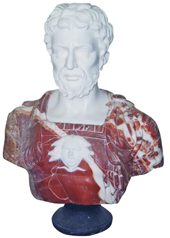 Casa Padrino busto de mármol de estilo antiguo de lujo romano rojo / blanco / negro A. 80 cm Geprüft