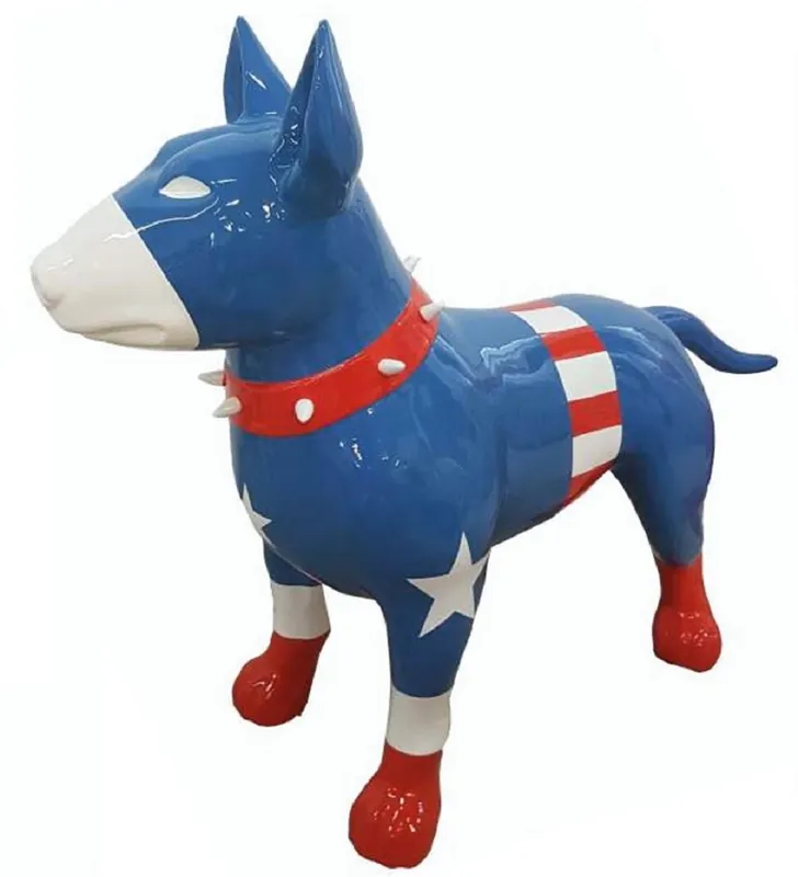 Casa Padrino figura decorativa XXL perro azul / blanco / rojo 116 cm - Escultura decorativa de jardín Sale