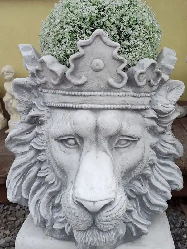 Casa Padrino maceta barroco cabeza de león con corona gris A. 41 cm - Macetero de estilo barroco Kracherpreis