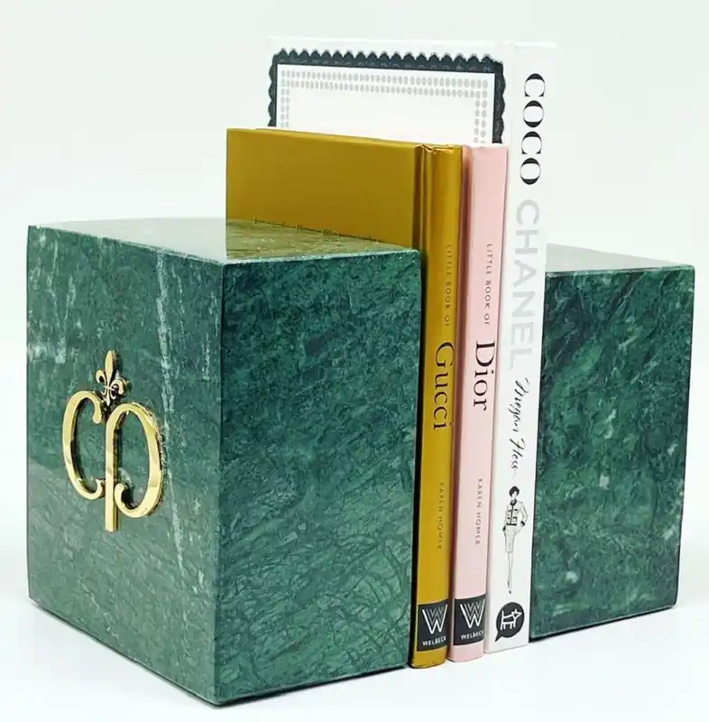 Casa Padrino conjunto de sujetalibros decorativos de mármol de lujo verde / oro Beliebt