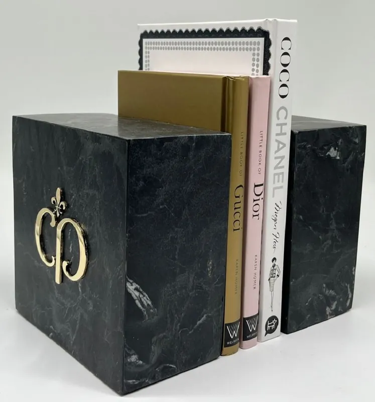 Aktuell Casa Padrino conjunto de sujetalibros decorativos de mármol de lujo negro / oro