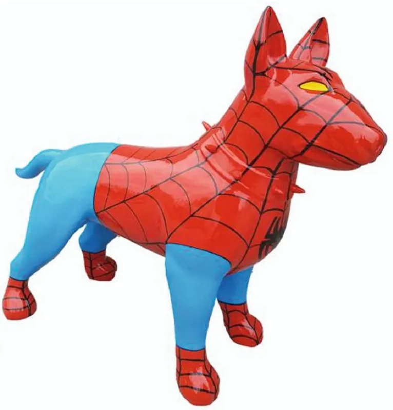 Billig Casa Padrino figura decorativa XXL perro rojo / azul / negro 116 cm - Escultura decorativa de jardín