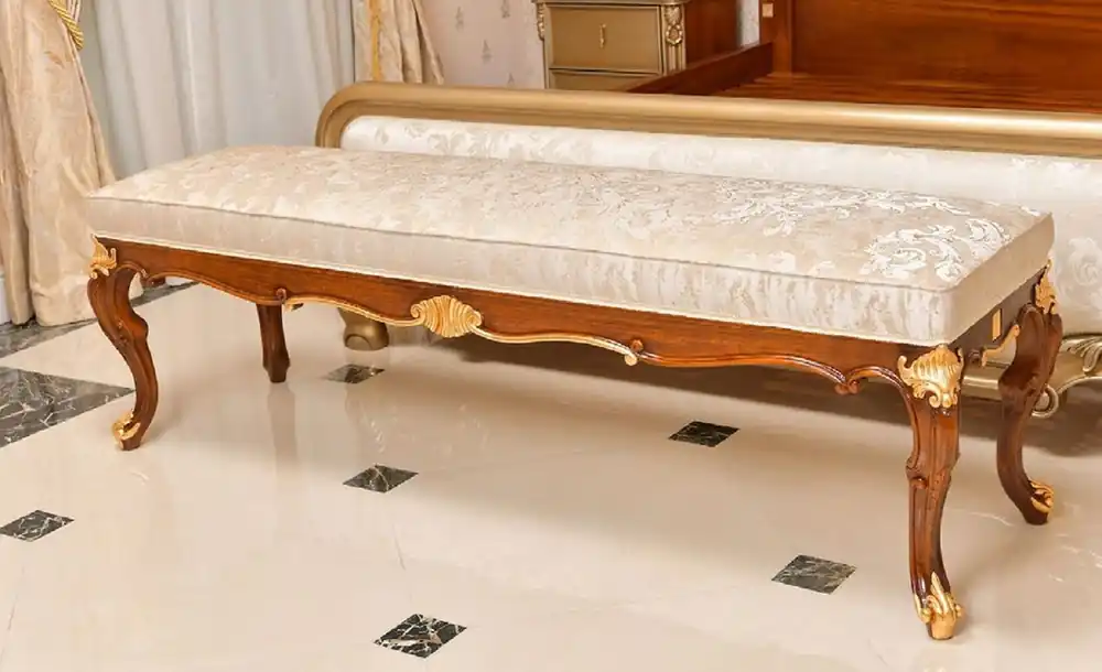 Direkt Vom Hersteller Casa Padrino banco barroco de lujo crema / marrón / oro 170 cm - Muebles barrocos - Hecho en Italia