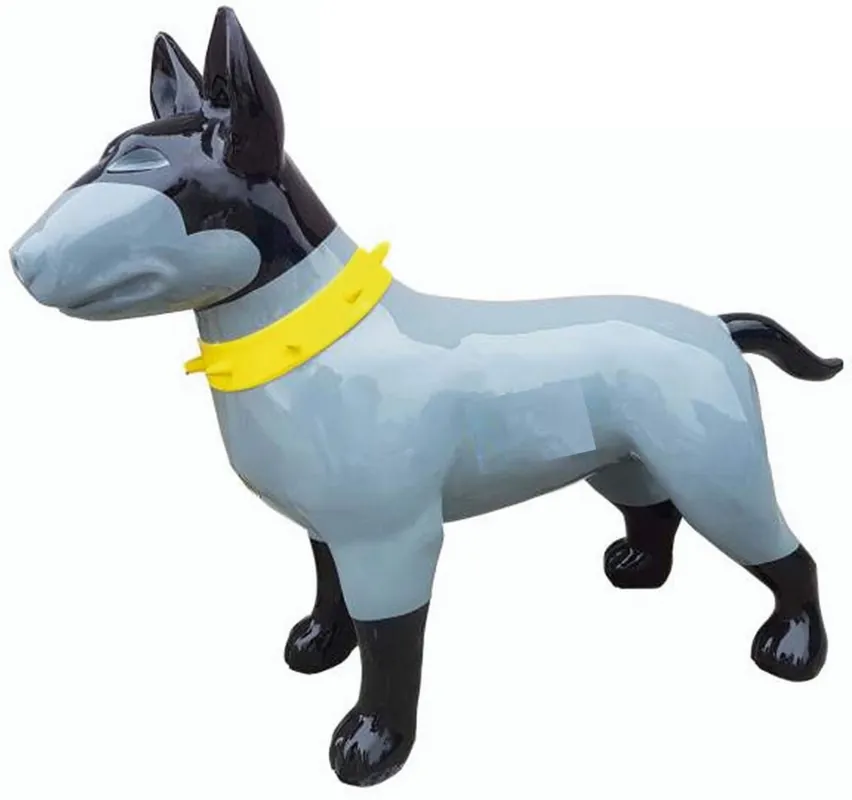 Nur Heute Casa Padrino figura decorativa XXL perro gris / negro / amarillo 116 cm - Escultura decorativa de jardín
