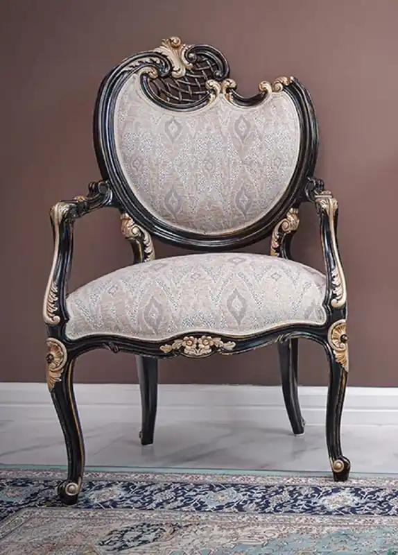 Casa Padrino sillón barroco de lujo lado izquierdo gris / negro / oro - Muebles barrocos - Hecho en Italia Top-Seller