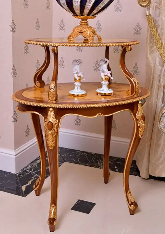 Bestseller Casa Padrino mesa auxiliar barroco de lujo marrón / natural / oro - Muebles Barrocos - Hecho en Italia
