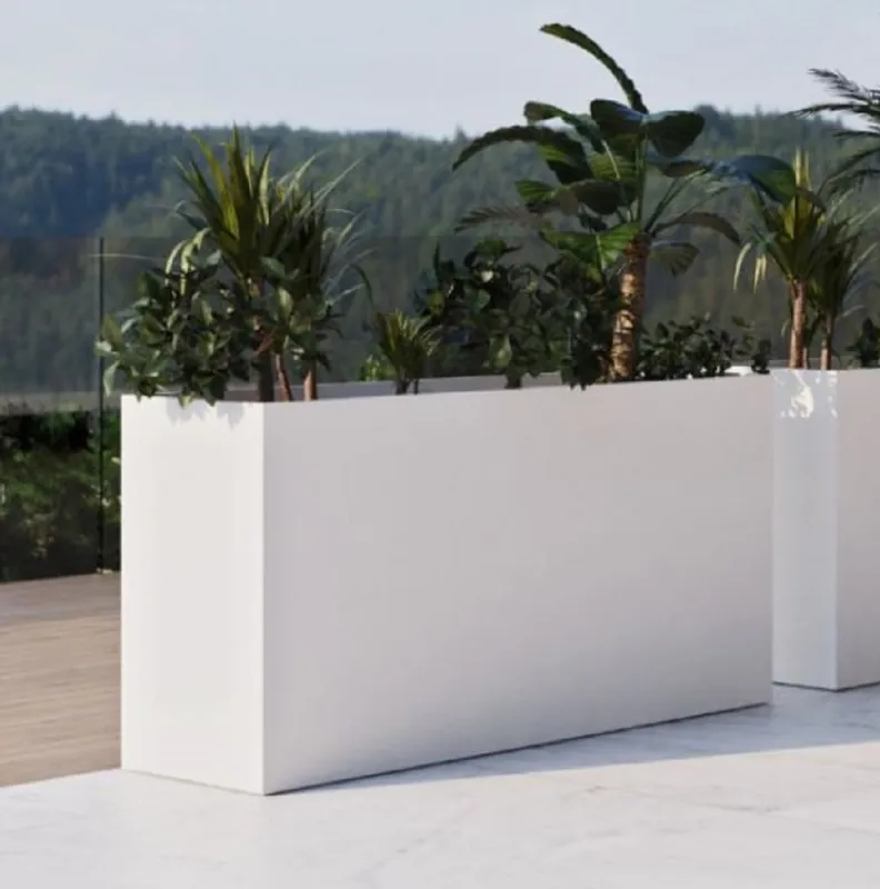 Preis Gesenkt Casa Padrino maceta de lujo blanco mate 160 cm - Maceta rectangular
