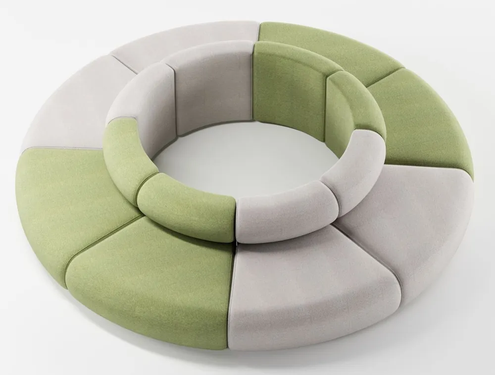 Sonderaktion Casa Padrino sofá de lujo gris / verde Ø 340 x A. 72 cm - Sofá modular redondo - Muebles de lujo