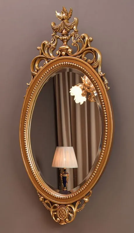 Wochenendangebot Casa Padrino espejo barroco de lujo marrón / oro A. 102 cm - Espejo de pared ovalado de estilo barroco - Hecho en Italia