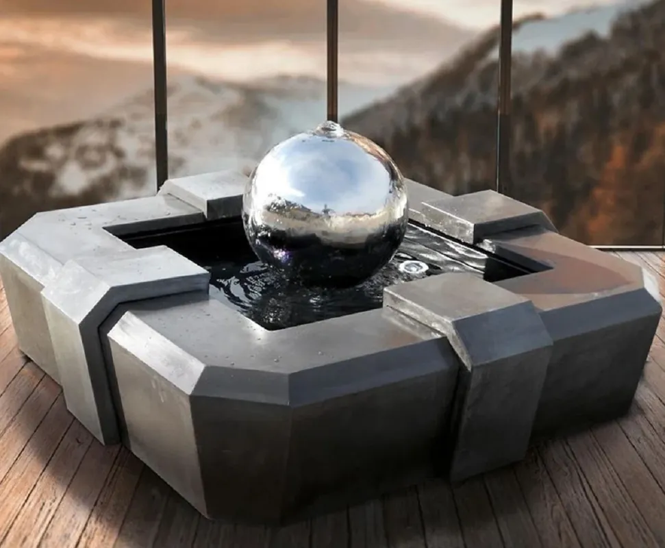 Garantierte Lieferung Casa Padrino fuente de lujo gris / plata 130 cm - Fuente de jardín con bola decorativa