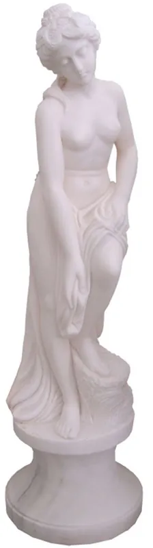 Ausverkauf Casa Padrino Escultura de Mármol Art Nouveau Mujer en Columna Blanco A. 120 cm