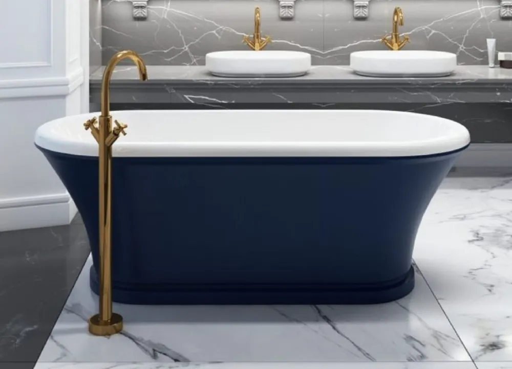 Casa Padrino bañera Art Nouveau con grifo de pie azul / blanco / latón 170 cm Jetzt Kaufen