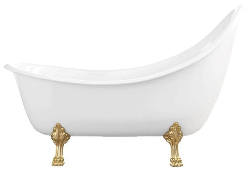 Geprüft Casa Padrino bañera Art Nouveau blanco / oro 180 cm - Bañera independiente de estilo retro