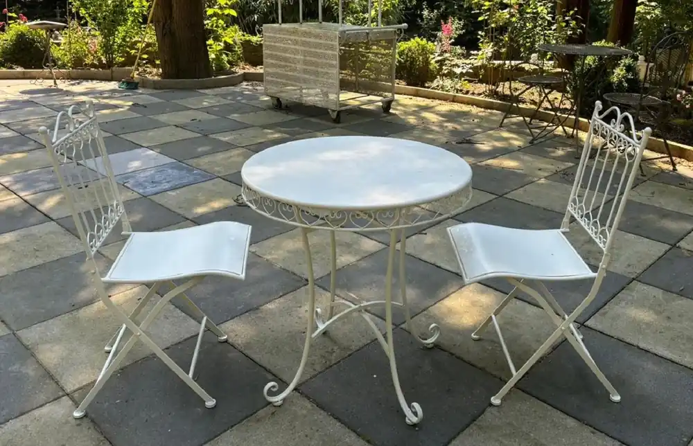 Begrenztes Angebot Casa Padrino conjunto de muebles de jardín Art Nouveau de metal blanco - Muebles de Jardín Barrocos y Art Nouveau