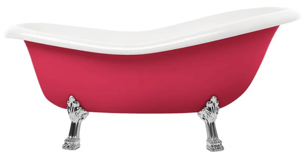 Expressversand Casa Padrino bañera Art Nouveau rojo / blanco / plata 168 cm - Bañera independiente de estilo retro