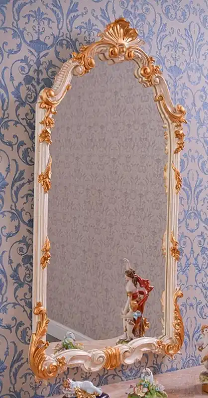 Casa Padrino espejo barroco de lujo blanco / oro A. 111 cm - Magnífico espejo de pared de estilo barroco - Hecho en Italia Solange Der Vorrat Reicht
