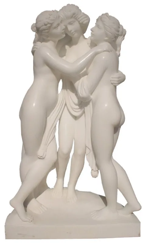 Kracherpreis Casa Padrino escultura decorativa de jardín de mármol Art Nouveau 3 mujeres gris A. 180 cm
